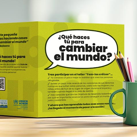 Diseño tríptico campaña ACNUR