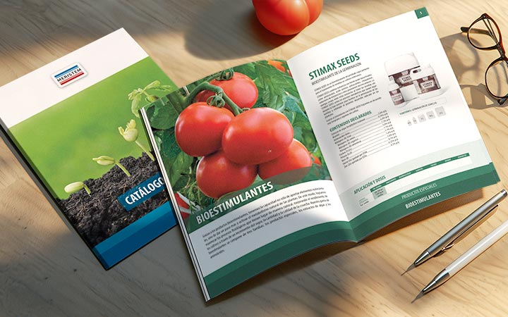 Diseño de catálogo comercial profesional para empresa en Córdoba, mostrando productos con diseño atractivo y organizado.